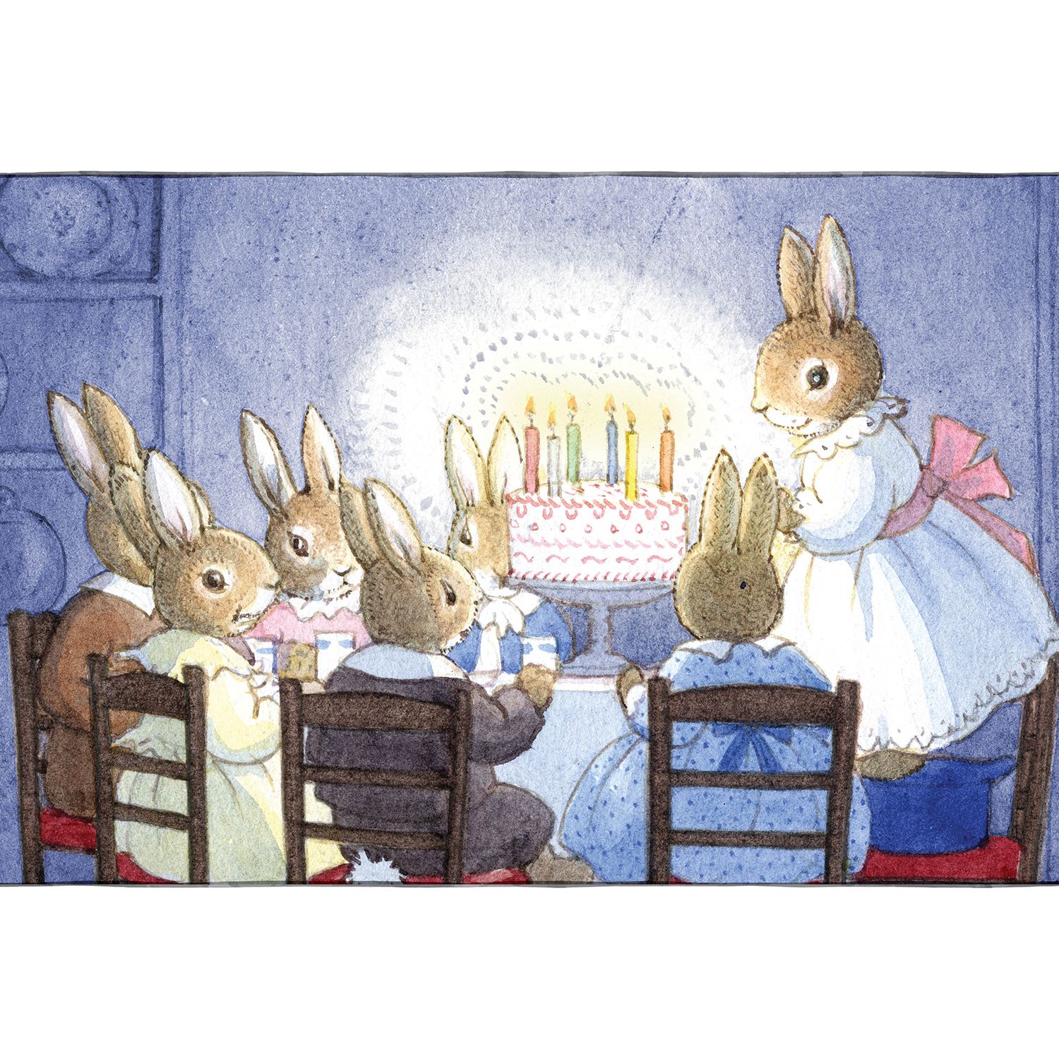 Dubbelt kort med kuvert - Kaninernas födelsedag (Fraktfritt)