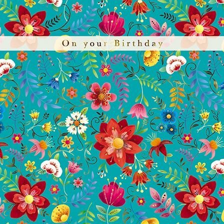 Dubbelt kort med kuvert - On your Birthday (Fraktfritt)