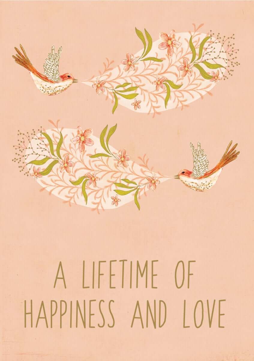 Dubbelt kort med kuvert - Glädje och kärlek (Fraktfritt)
