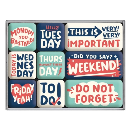 Magneter - 9 stycken -  Happy Week