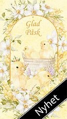 Dubbelt kort med kuvert - Påskkycklingar och blommor (Fraktfritt)