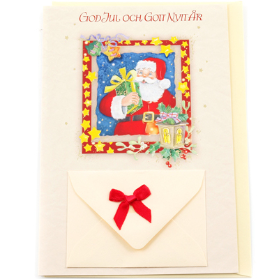 Julkort med Gåvokuvert - Tomten med kuvertet (Fraktfritt)