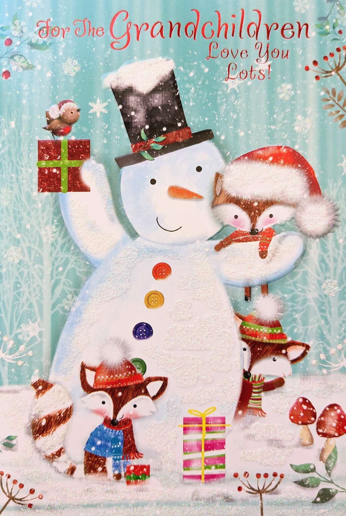 Julkort med kuvert -  God Jul till barnbarnen (Fraktfritt)