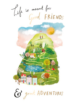 Dubbelt kort med kuvert - God vän och stora äventyr (Fraktfritt)