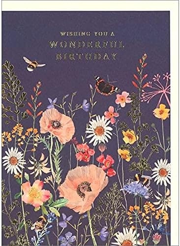 Dubbelt kort med kuvert - Blomster och fjärilar (Fraktfritt)