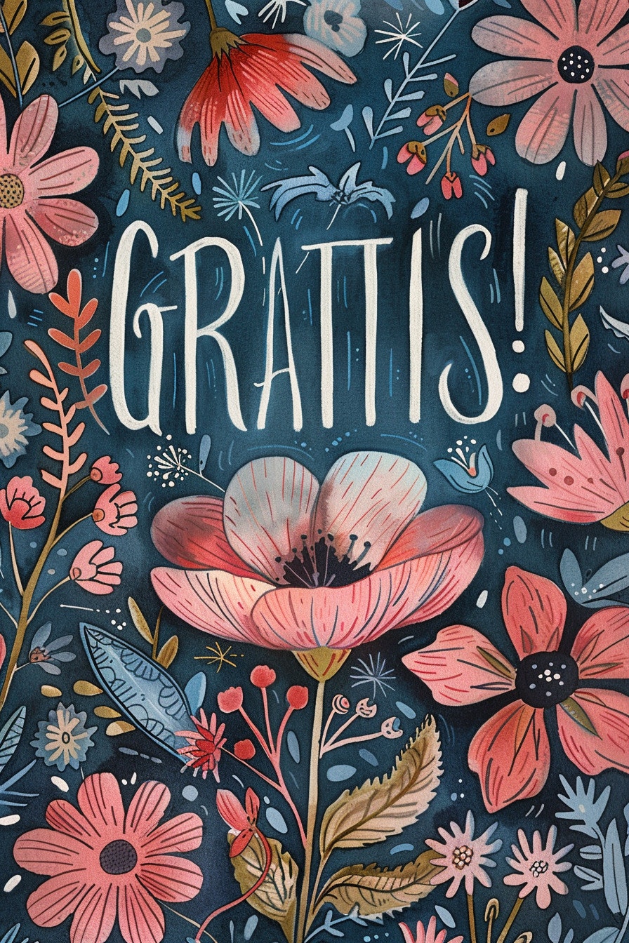 Dubbelt kort med kuvert - Grattis (Fraktfritt)