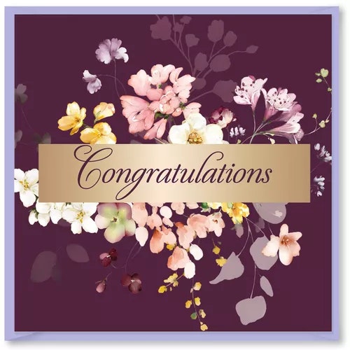 Dubbelt kort med kuvert - Congratulations (Fraktfritt)