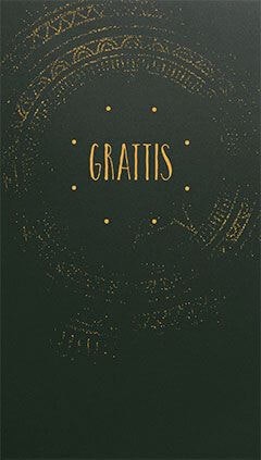 Dubbelt kort med kuvert - Guldgrattis (Fraktfritt)