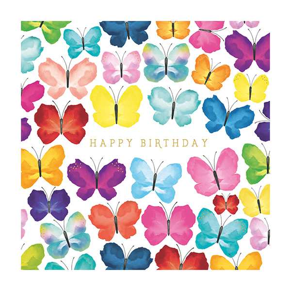 Kort med kuvert - Födelsedagsfjärilar (Fraktfritt)
