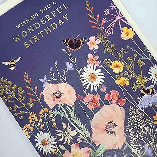 Dubbelt kort med kuvert - Blomster och fjärilar (Fraktfritt)