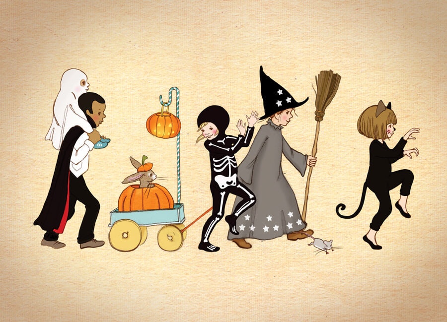Enkelt kort - Belle & Boo - Halloween parad (Fraktfritt)