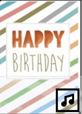 Dubbelt kort med kuvert - Happy Birthday färgglada ränder (Fraktfritt)