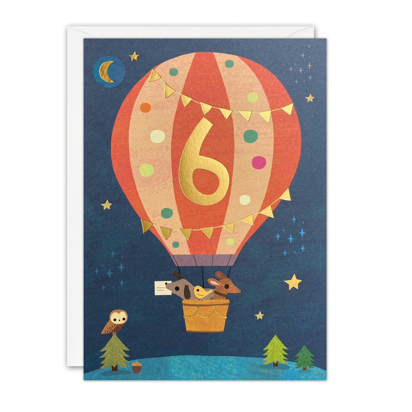 Dubbelt kort med kuvert - Ballonger 6 år (Fraktfritt) - Mr Humblebees  magiska leksaksaffär