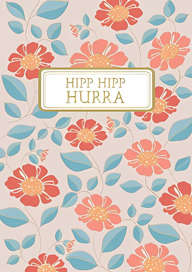 Dubbelt kort med kuvert - Hipp hipp hurra (Fraktfritt)