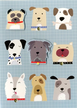 Dubbelt kort med kuvert - Hundar (Fraktfritt)