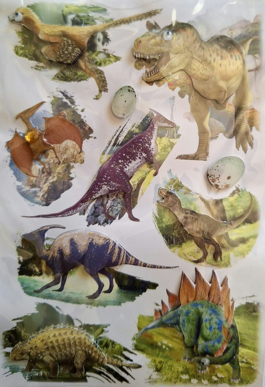 Klistermärken 3D - Dinosaurier - Flera olika att välja bland (Fraktfritt)