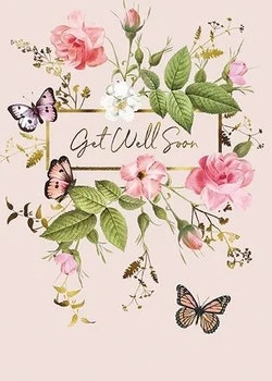 Dubbelt kort med kuvert - Get well soon (Fraktfritt)