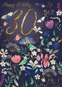 Dubbelt kort med kuvert - 30 år med blommor (Fraktfritt)