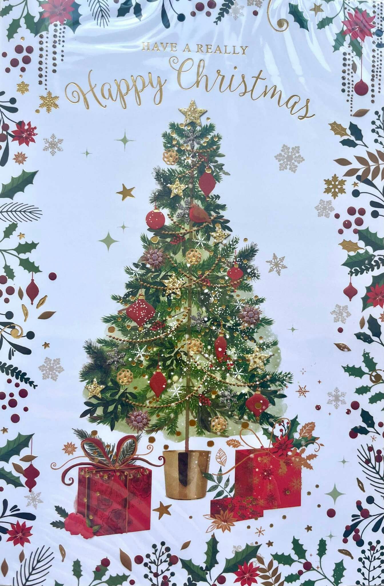 Dubbelt julkort med kuvert - Granen med klappar (Fraktfritt)