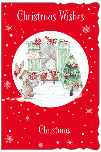 Julkort med kuvert - Kaniner i fönstret (Fraktfritt)