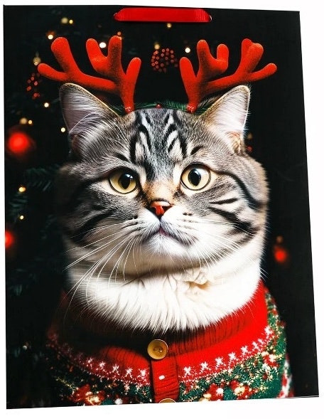 Presentpåse med jultema - Julkatt 2