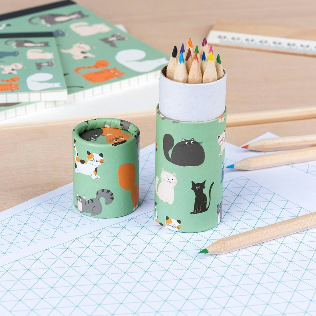 Små pennor i en tub - Katter (12 pennor) - Mr Humblebees magiska  leksaksaffär