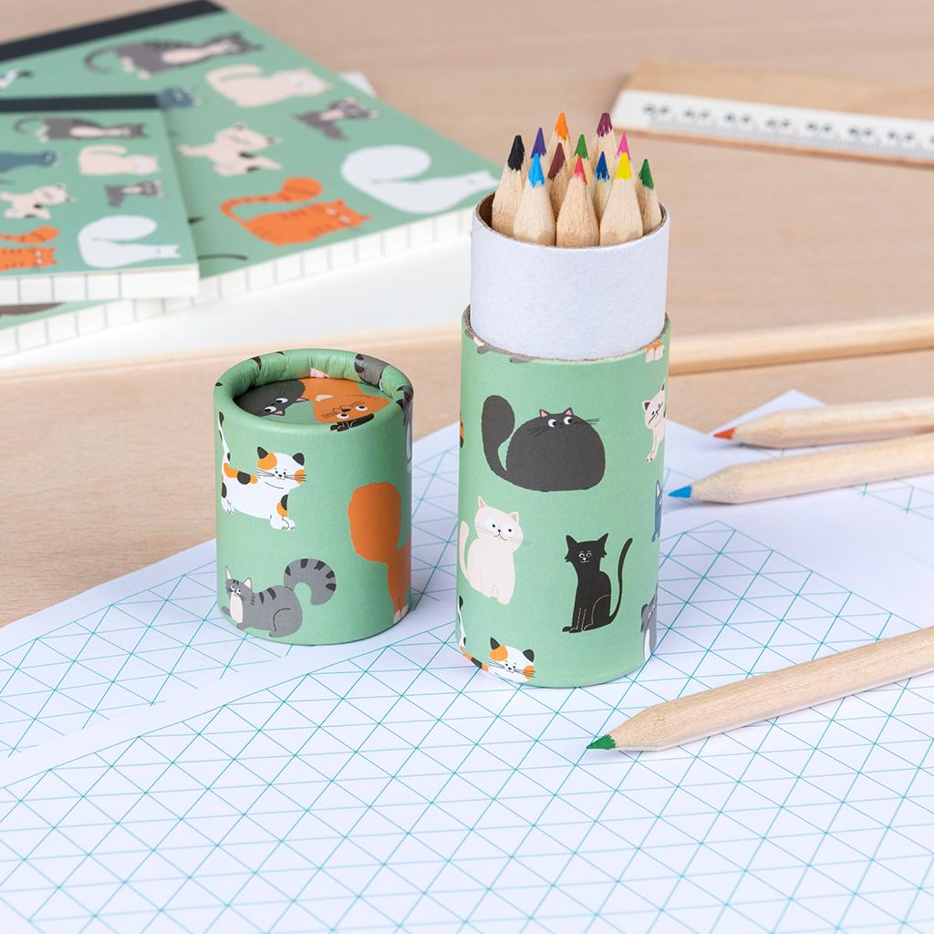 Små pennor i en tub - Katter (12 pennor)
