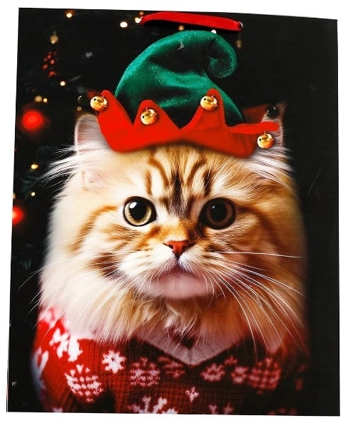 Presentpåse med jultema - Julkatt 1