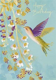 Dubbelt kort med kuvert - Kolibrin och födelsedagen (Fraktfritt)