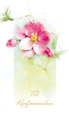 Dubbelt kort med kuvert - Konfirmanden rosa blomma (Fraktfritt)