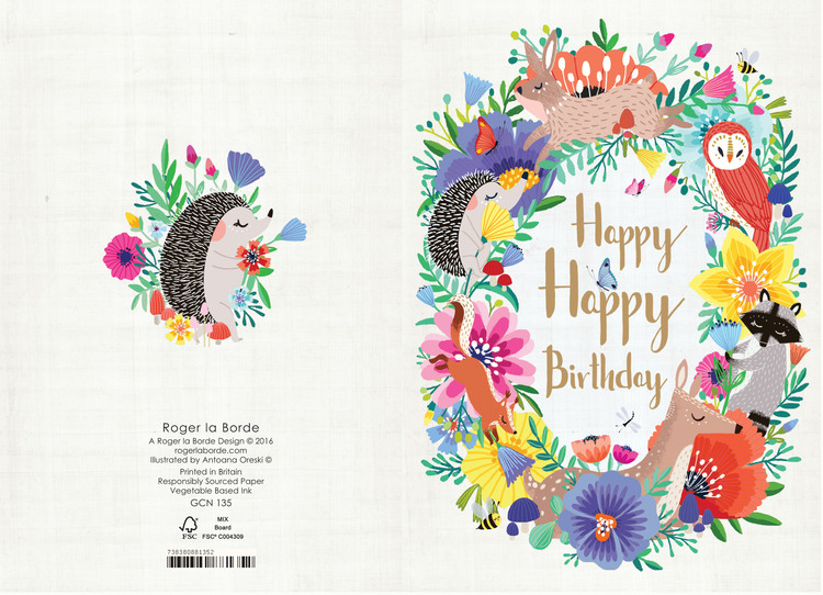 Kort med kuvert - Happy, Happy Birthday (Fraktfritt)