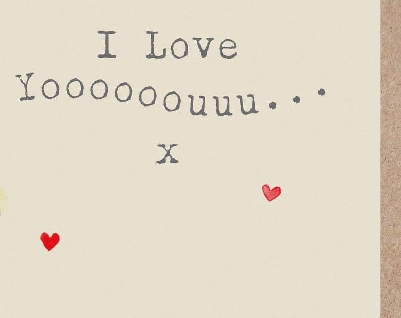 Kort med kuvert - I love yoooouuu.... (Fraktfritt)