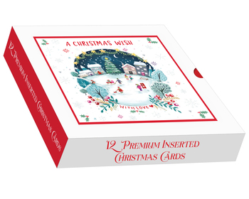 Förpackning med flera kort- Jul i byn (12 kort med kuvert)
