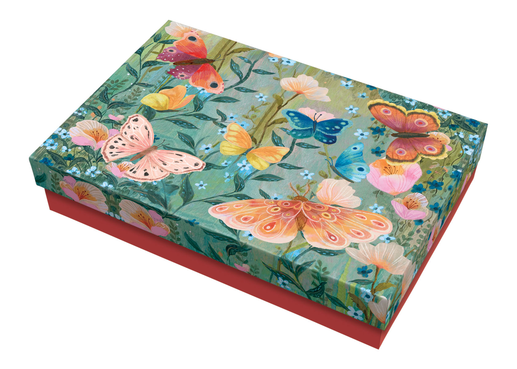 Förpackning med flera kort med kuvert - Blommor och fjärilar