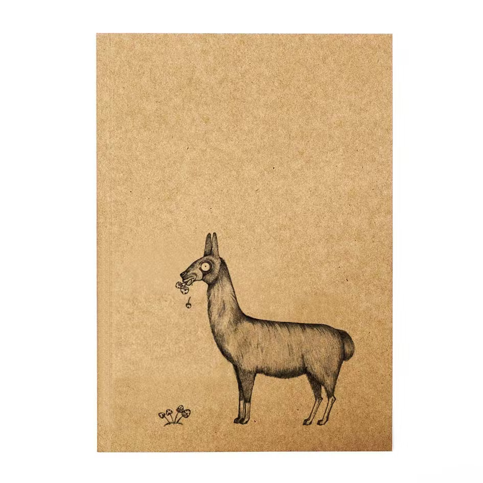 Anteckningsbok - Blomstertuggande lama (A6-format)