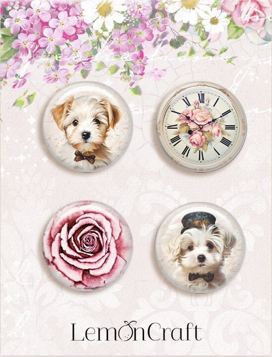 Vackra pysselpapper - Rosor och hundar