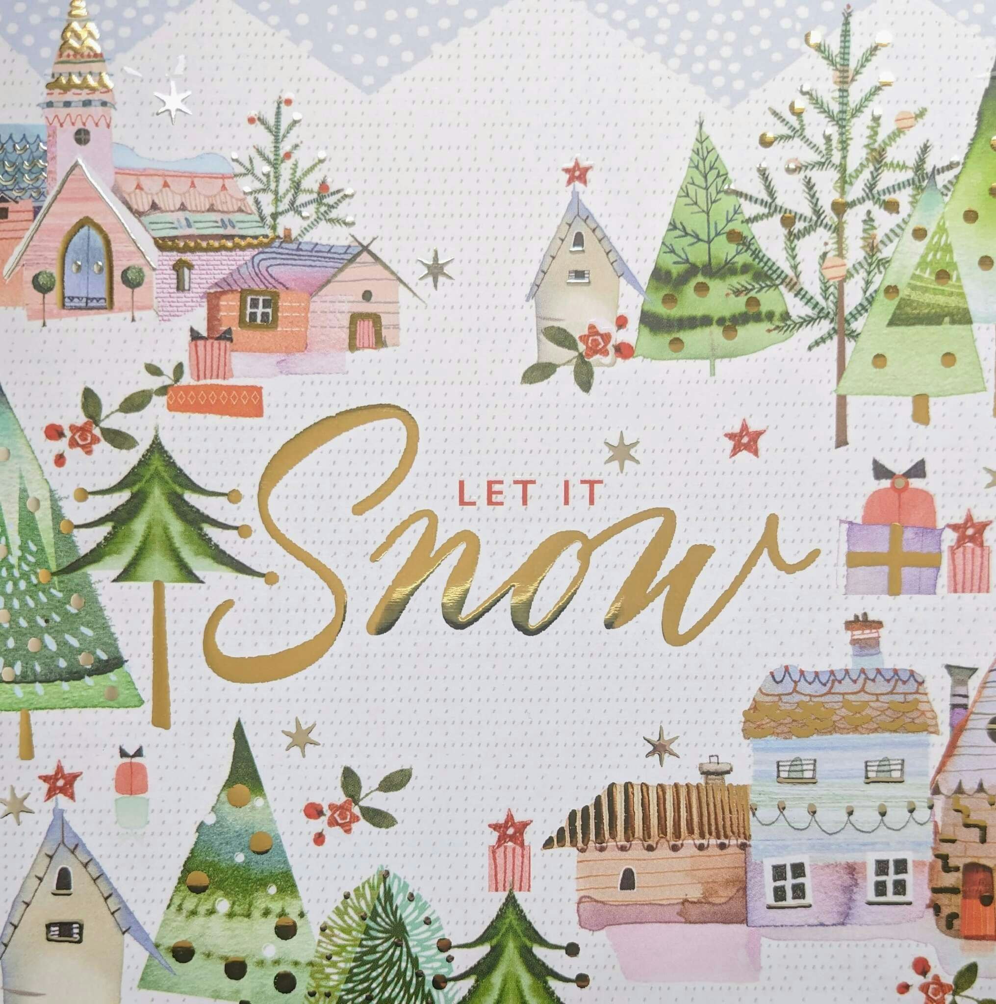 Julkort med kuvert - Let it snow (Fraktfritt)