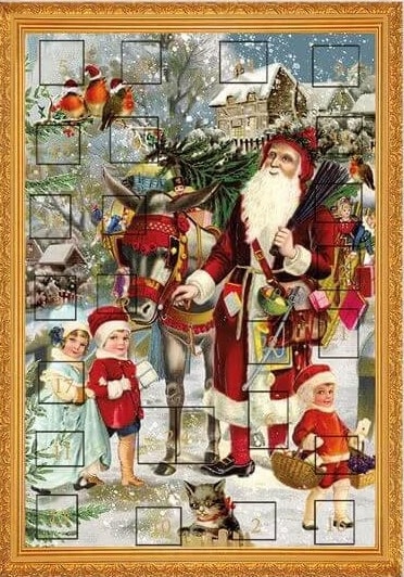 Liten adventskalender med kuvert - Klassisk jul (Fraktfritt)