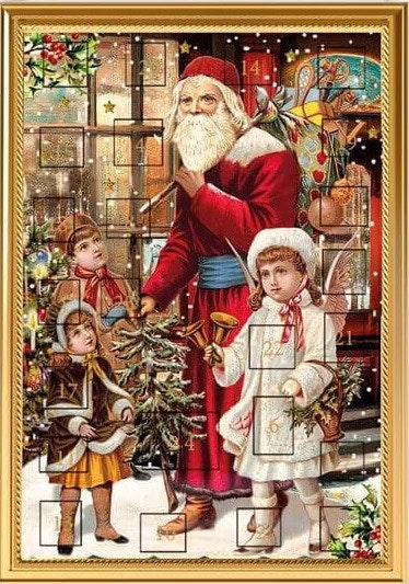 Liten Adventskalender med kuvert - Tomten och barnen (Fraktfritt)