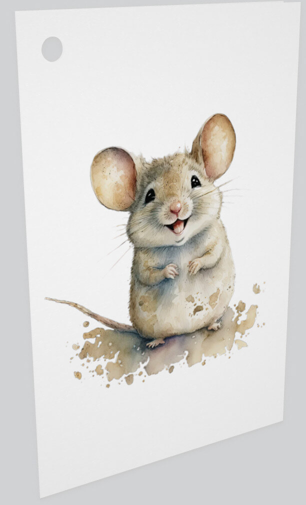 Litet kort utan kuvert - Glad liten mus (Fraktfritt)