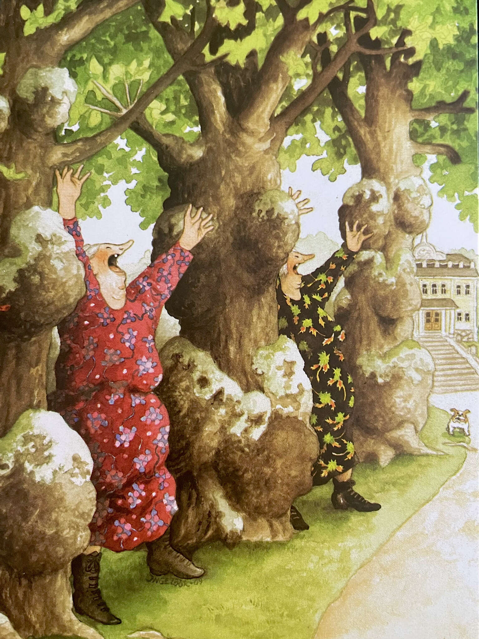 Enkelt Kort - Lyckliga damer - Knotiga träd  (Fraktfritt)
