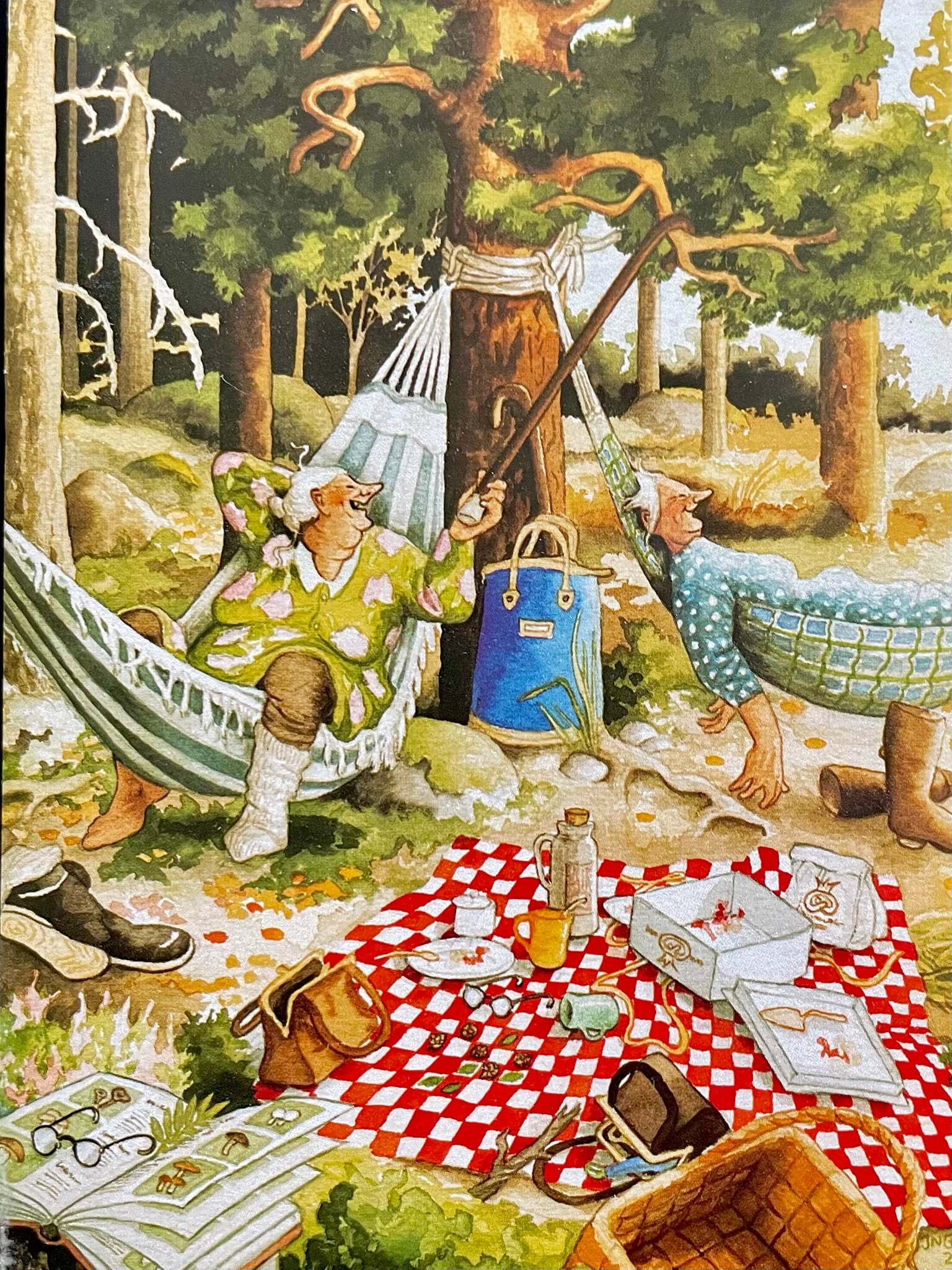 Enkelt Kort - Lyckliga damer - Picknick med hängmatta (Fraktfritt)
