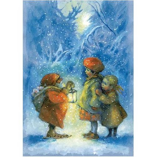 Enkelt Kort - Julkort - Barnen och tomten (Fraktfritt)