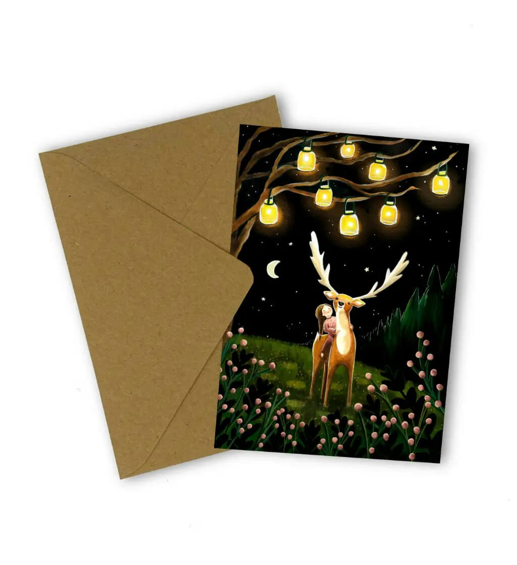 Enkelt kort med kuvert - Magi i skogen (Fraktfritt)