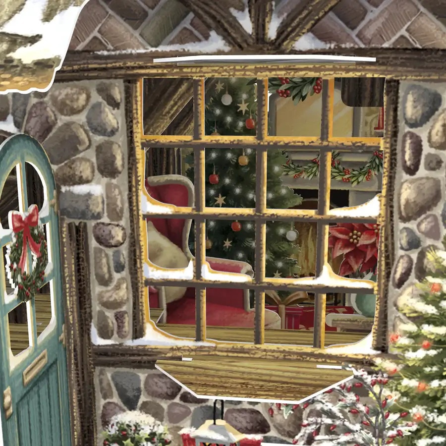 Magiskt julkort - Mysig julstuga (Fraktfritt)