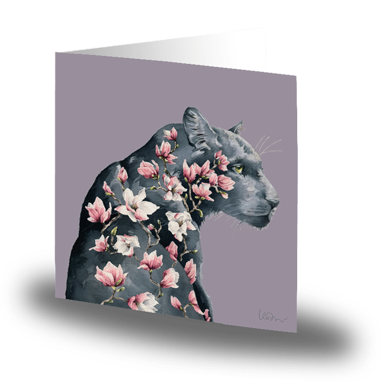 Litet kort utan kuvert - Blommande panter (Fraktfritt)