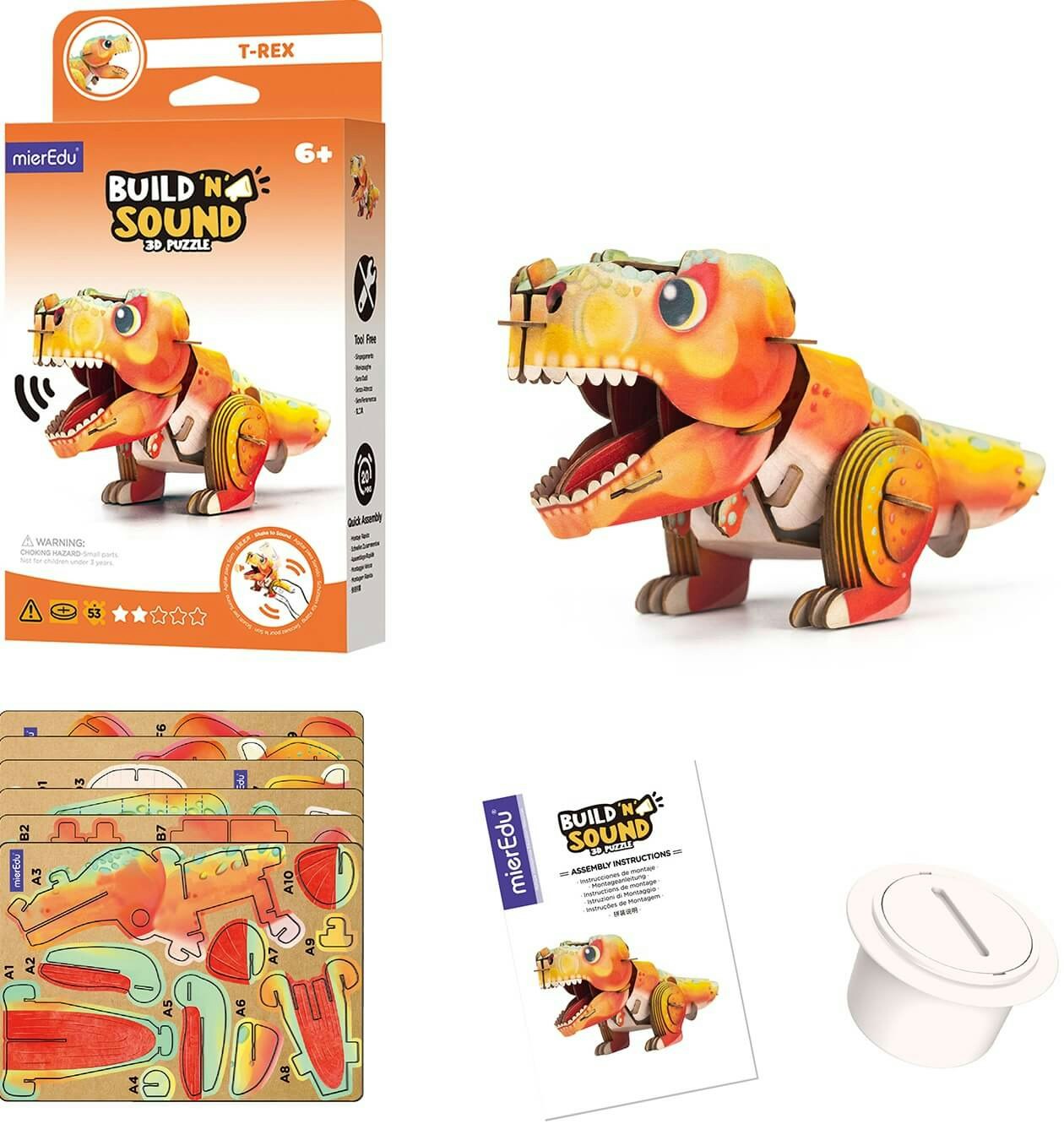 Byggsats - 3D pussel med ljud - mierEdu - Tyrannosaurus Rex
