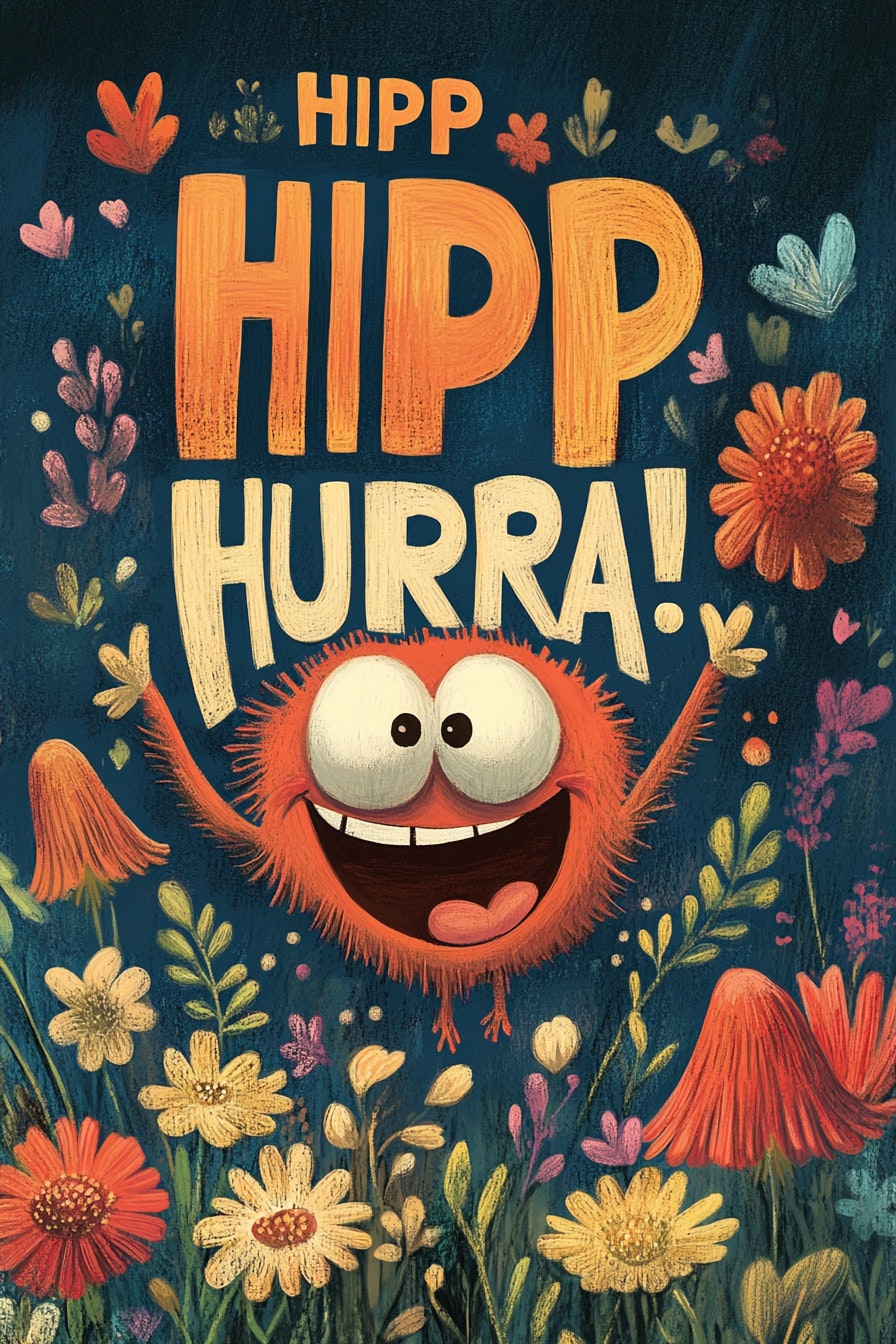 Dubbelt kort med kuvert - Hipp, Hipp, Hurra (Fraktfritt)