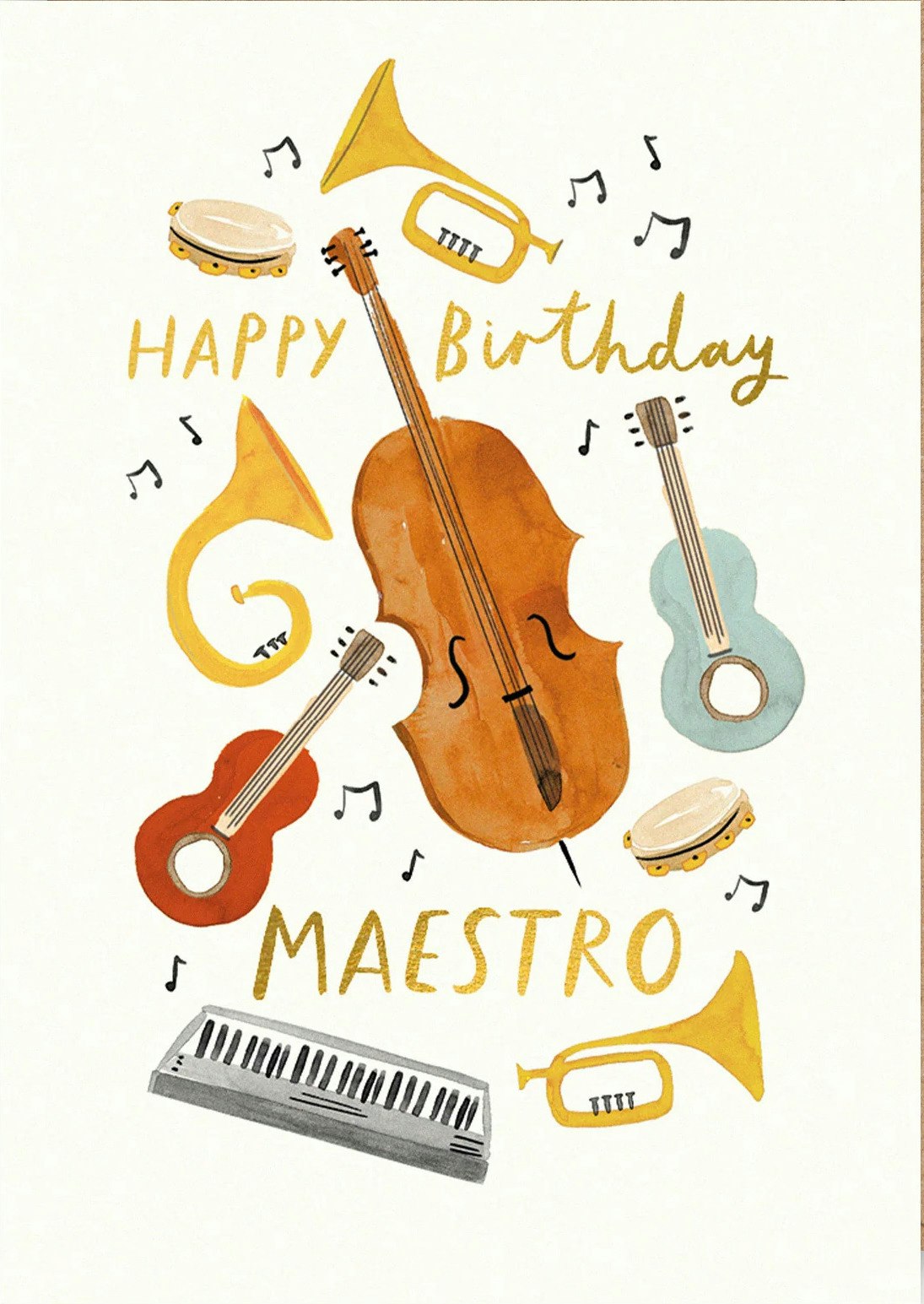 Dubbelt kort med kuvert - Happy birthday maestro (Fraktfritt)