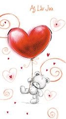 Dubbelt kort med kuvert - Nalle I Love You (Fraktfritt)